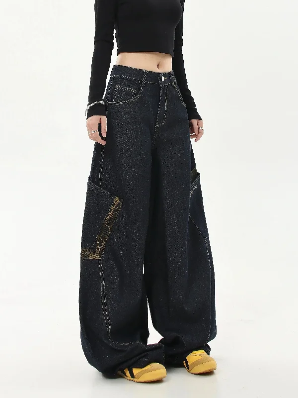 Spliced & Stitched Baggy Jeans