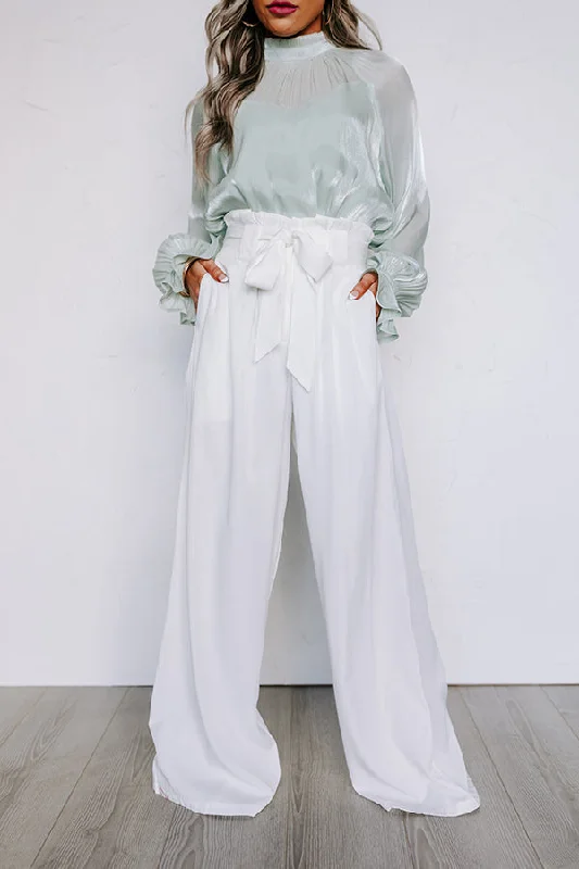 Hazelle High Waist Trousers In White