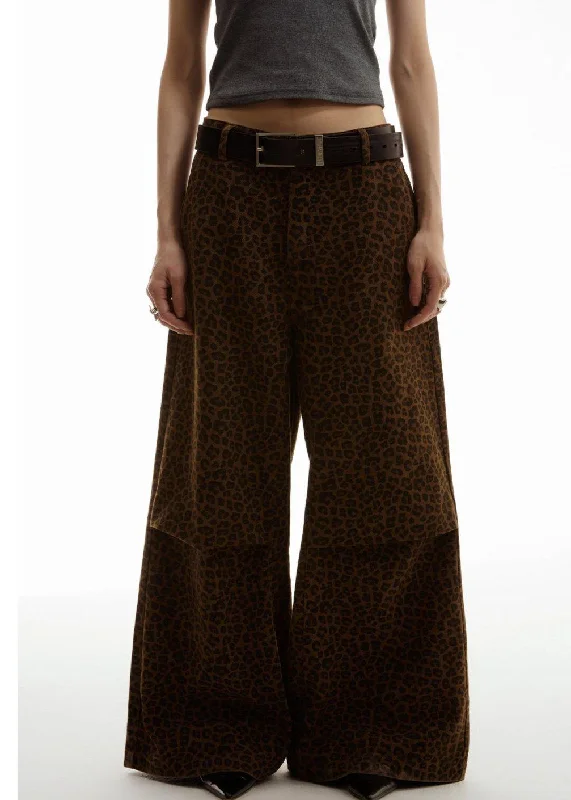 Leopard Print Loose Fit Pants