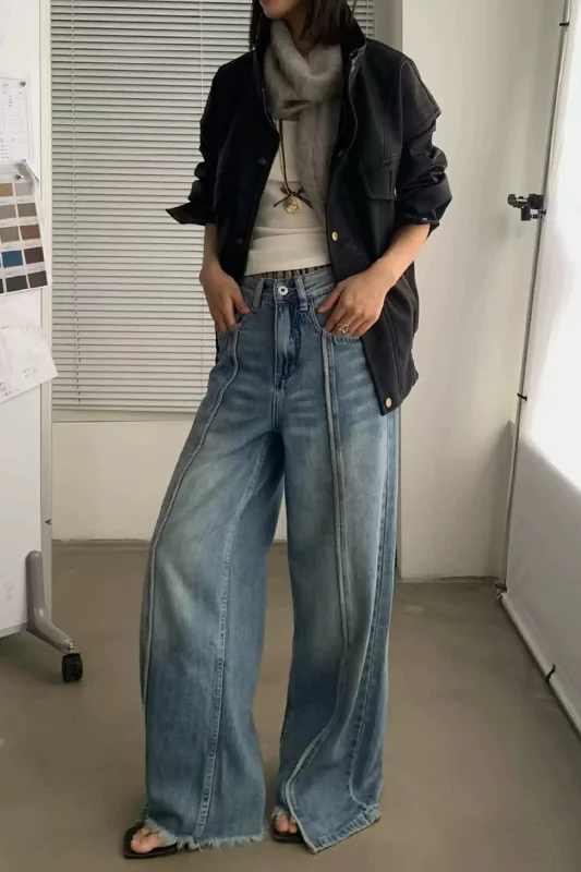 Floor Length Wide Jeans