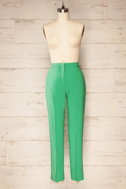 Sibenik Green | High-Waisted Pants w/ Pleated Leg