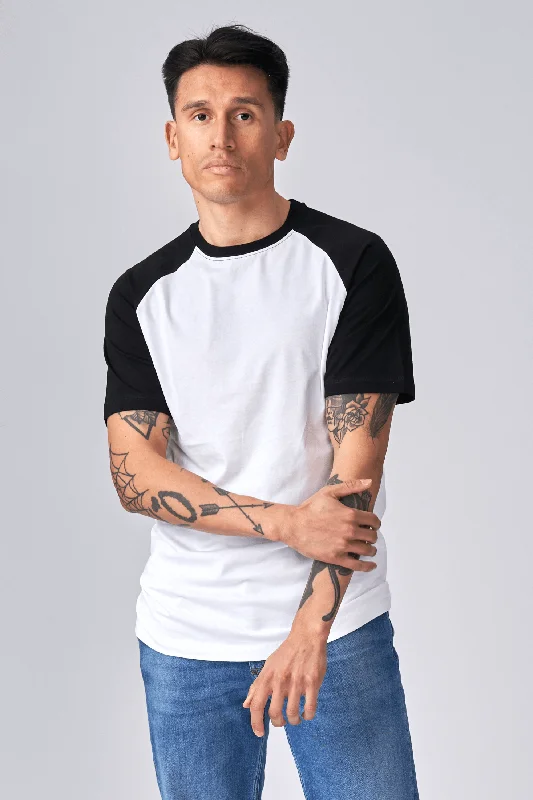 Basic raglan T-shirt - Sort-Hvid