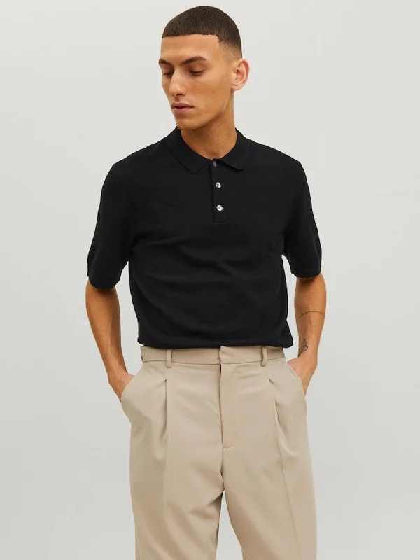 Knit Polo Herre - Sort