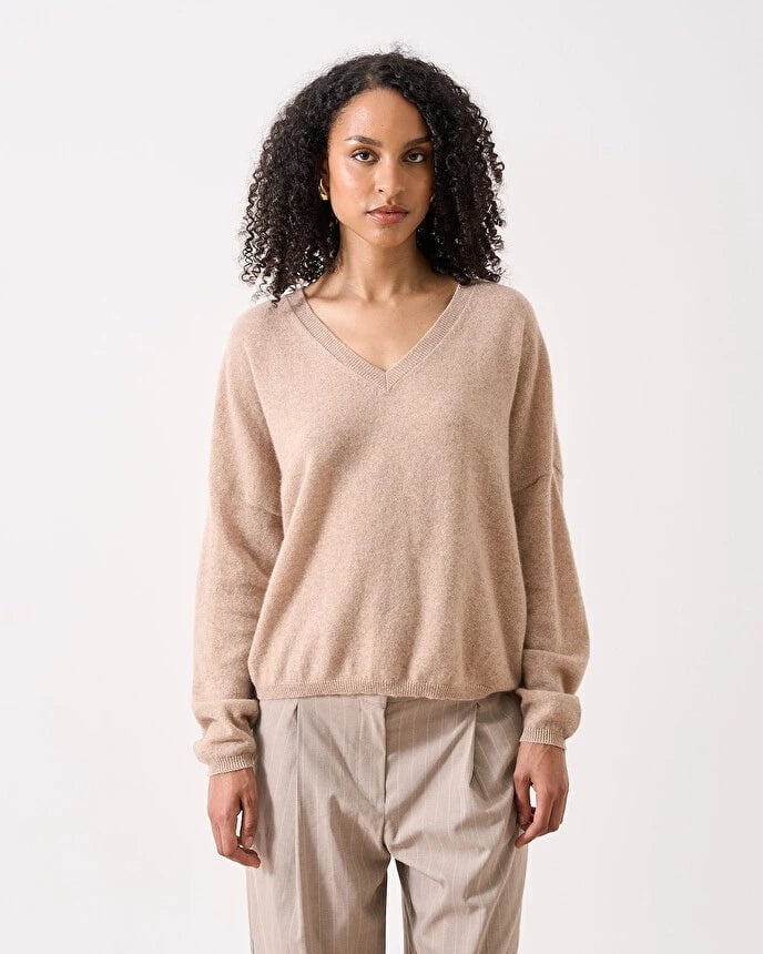 Alicia V Neck Sweater Sand