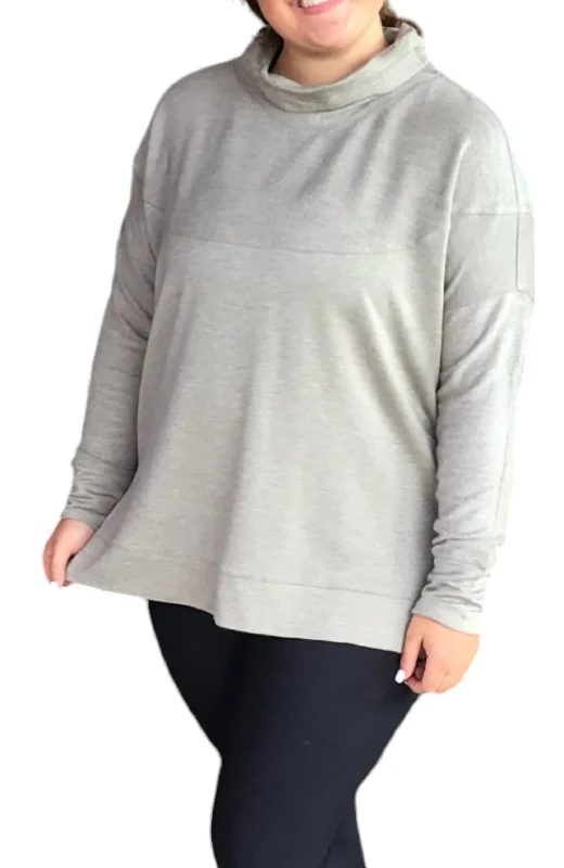 Cassie Funnel Drop Shoulder Sweater In Grey