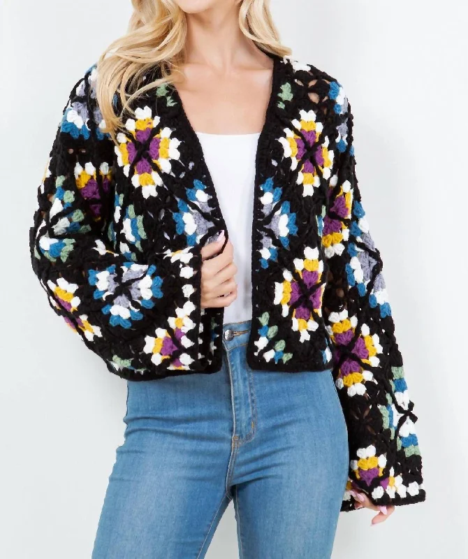 Daisy Crochet Sweater In Multi