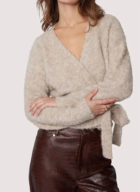 Gabriella Wrap Sweater In Oatmeal