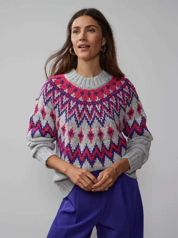 Long Sleeve Crew Neck Fairisle Sweater