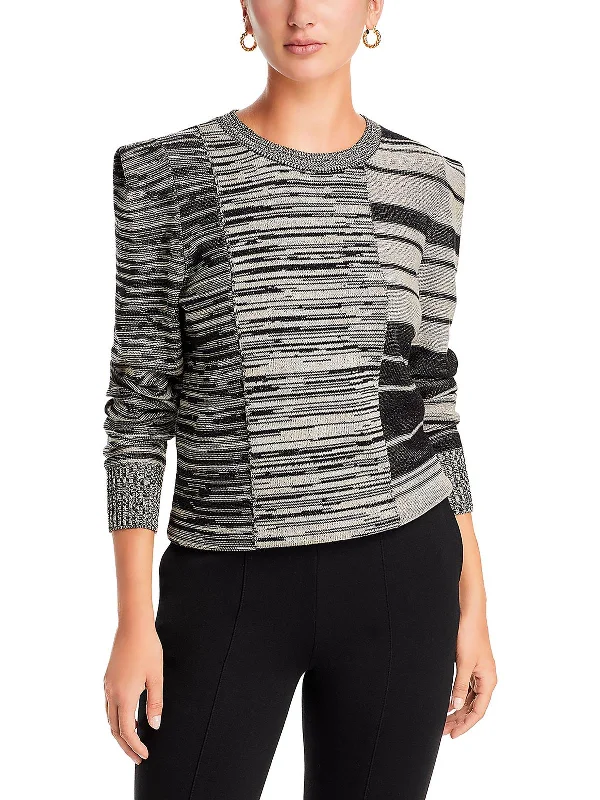 Mixed Musings Womens Cotton Blend Striped Crewneck Sweater