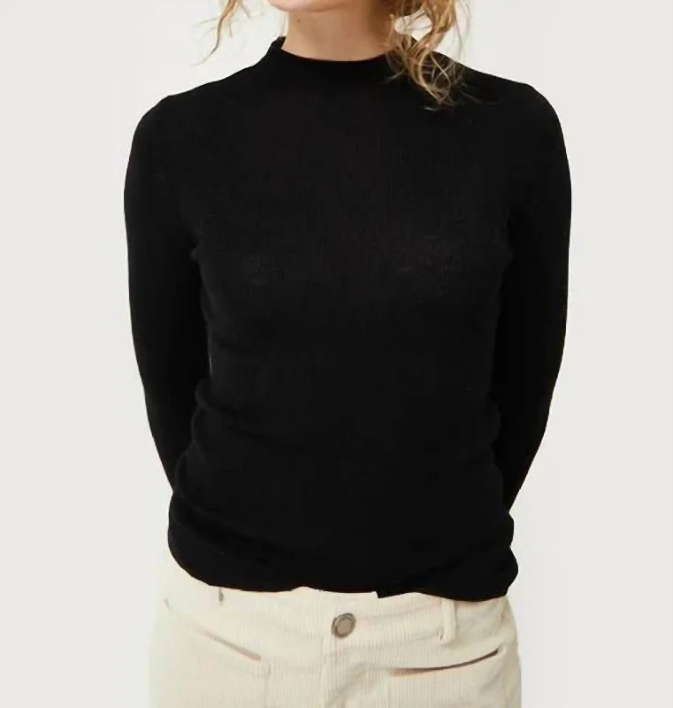 Mock Neck Top In Black