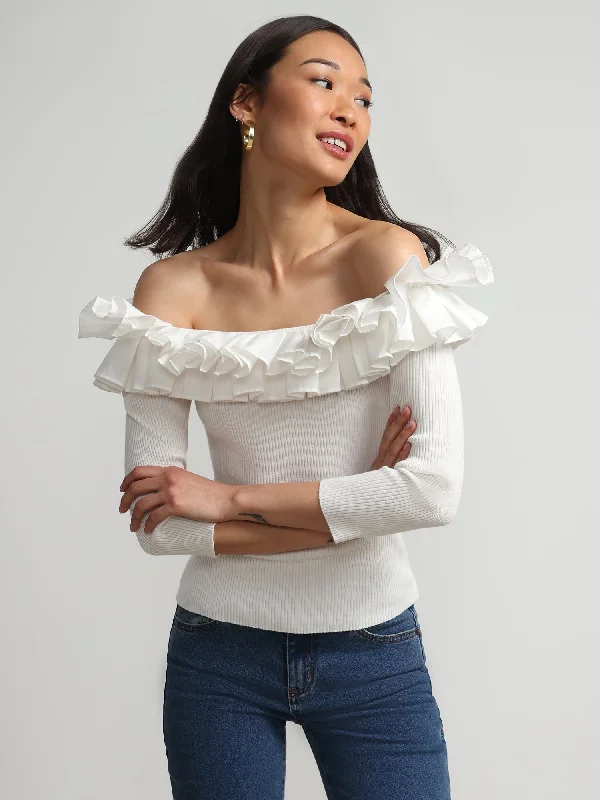 Off-The-Shoulder Ruffle Sweater