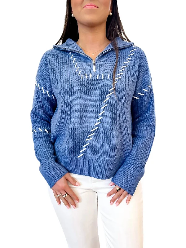 Sewed Up Sweater In Blue