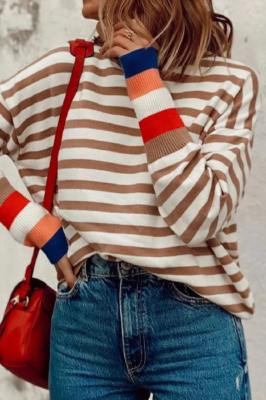 Striped Turtleneck Long Sleeve Sweater