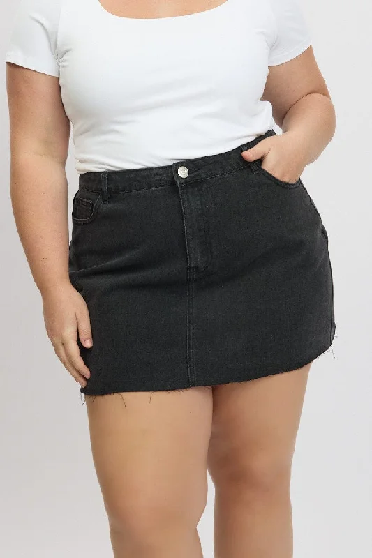 Black High Waist Mini Skirt