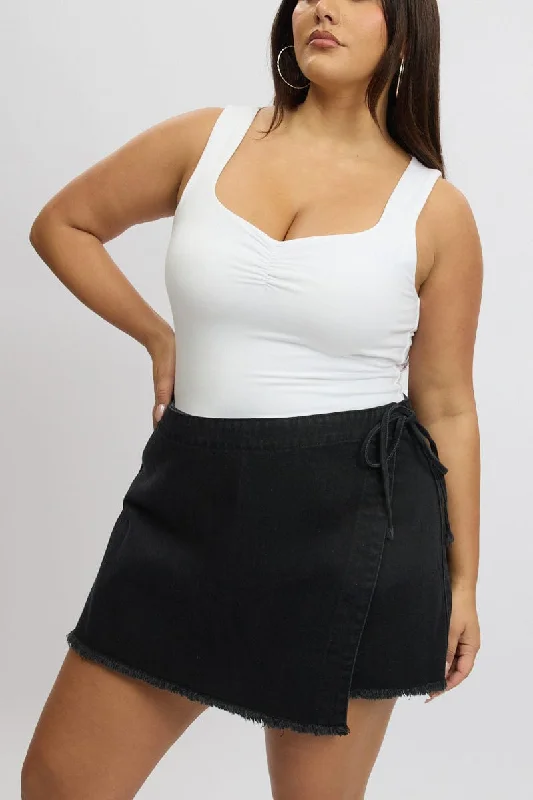 Black Skort Skirt High Rise