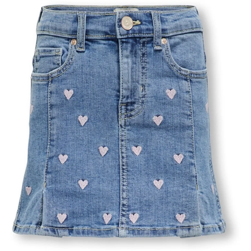 Kids ONLY Light Medium Blue Denim Hoxton Heart Denim Skirt