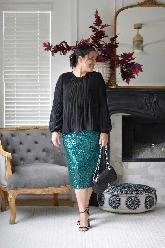 Kyllie Emerald Green Sequin Skirt