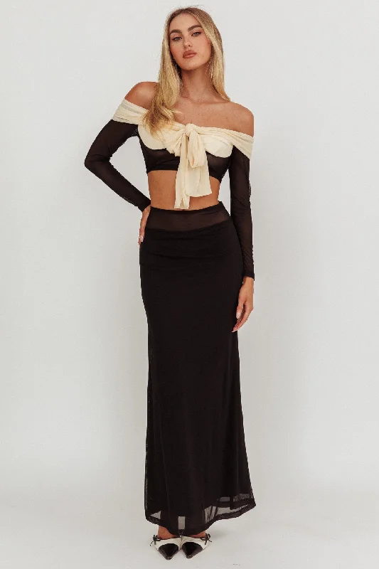 Perfect Worlds Mesh Maxi Skirt Black