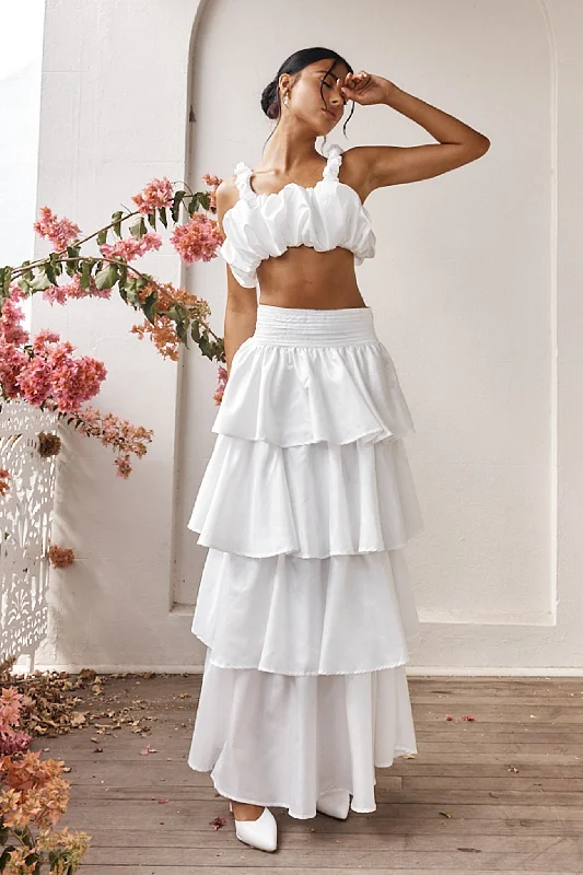 Sozo Layered Maxi Skirt Ivory