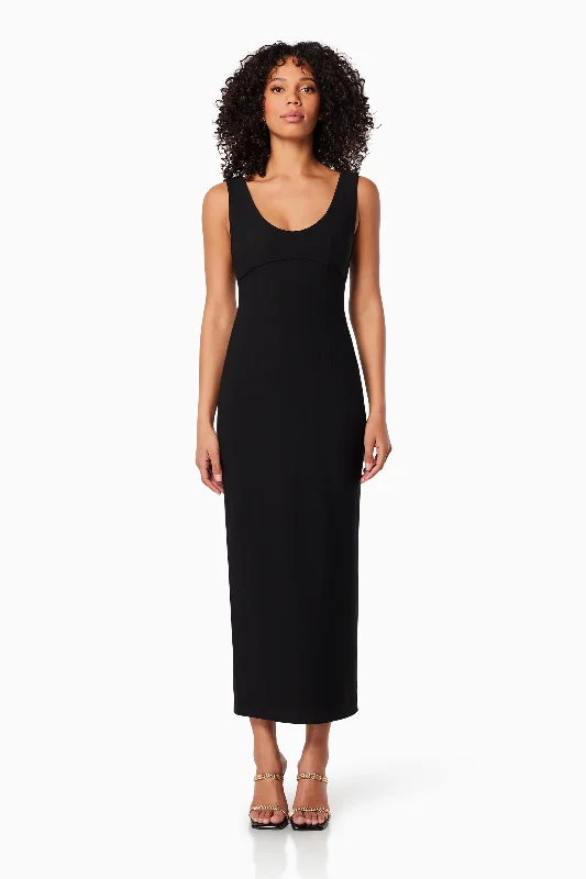 Altea Fitted Midi Dress In Black