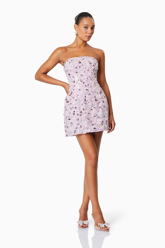 Aurora Strapless Party Mini Dress In Purple