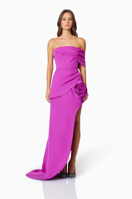 Bethany Off The Shoulder Maxi Gown In Purple