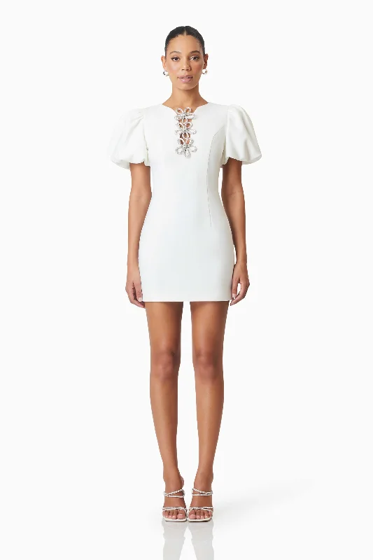 Delia Diamante Mini Dress In White