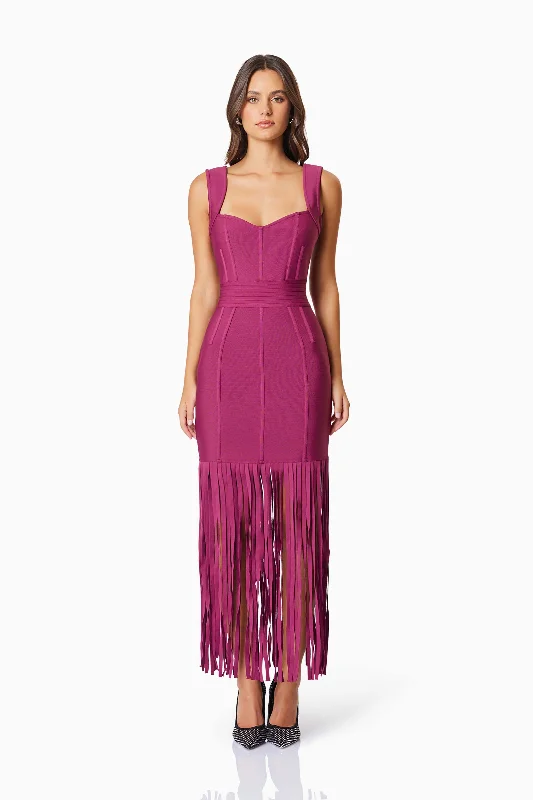 Ella Party Cocktail Midi Dress In Red