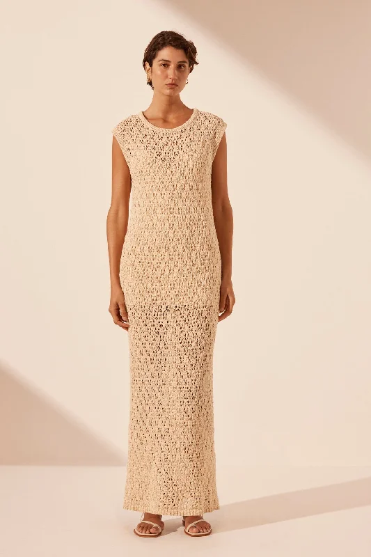 EMILIO ROUND NECK MAXI DRESS - OAT