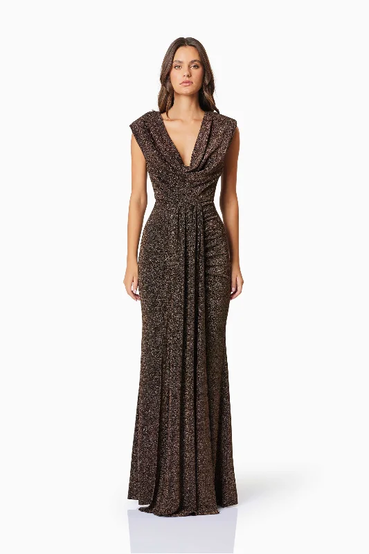 Nalani Fitted Maxi Dress In Brown