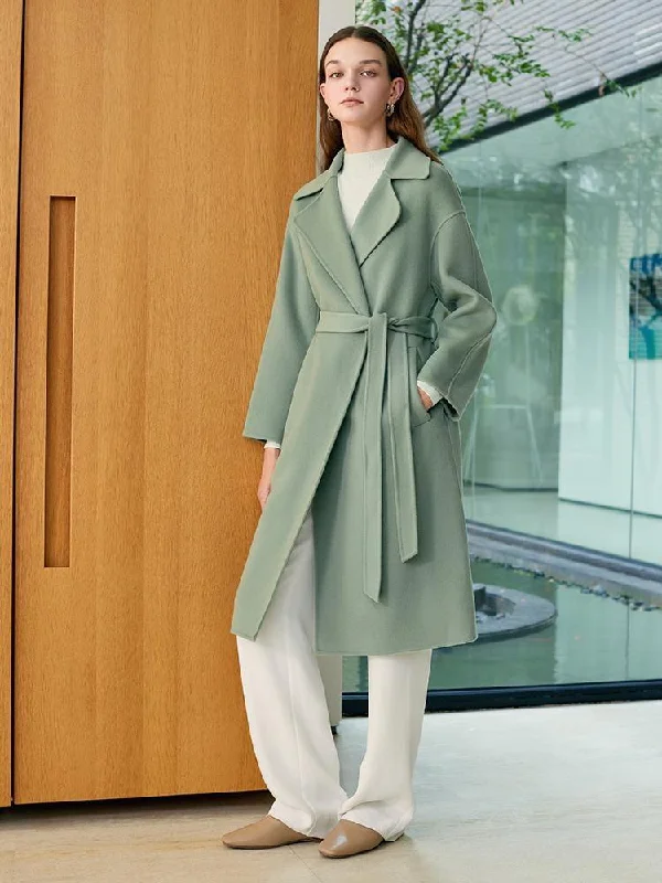 Pure Double-Faced Wool Lapel Women Coat