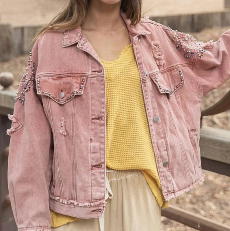 Brick Jean Jacket In Powder Brick