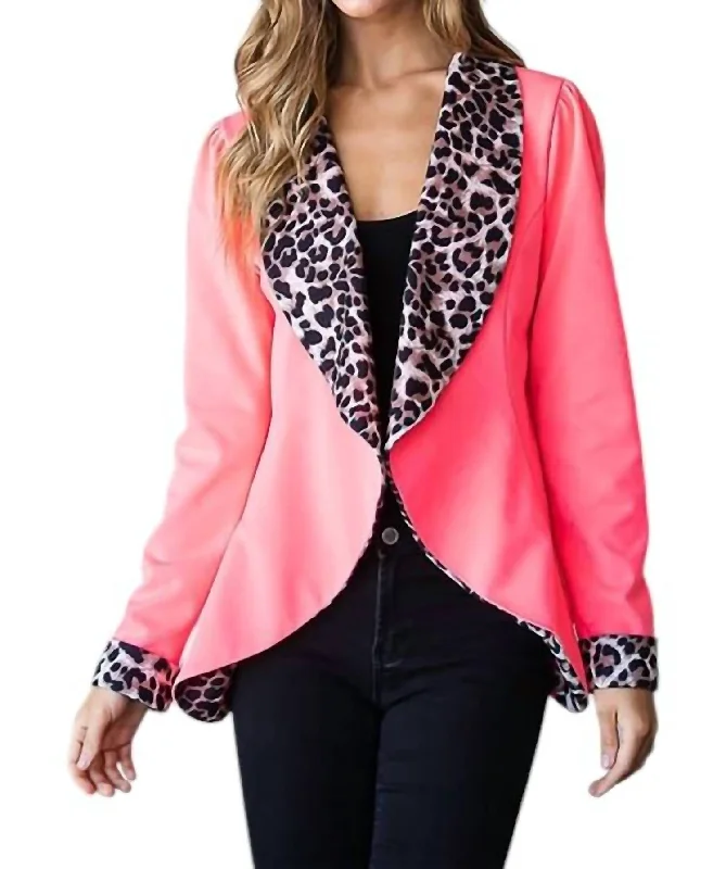 Hot Shot Blazer Jacket In Hot Pink Cheetah